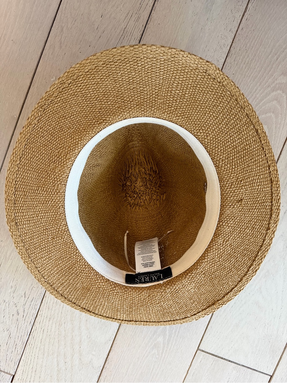 Ralph Lauren Straw Hat with Pink Floral Scarf Trim - Picture 5 of 7